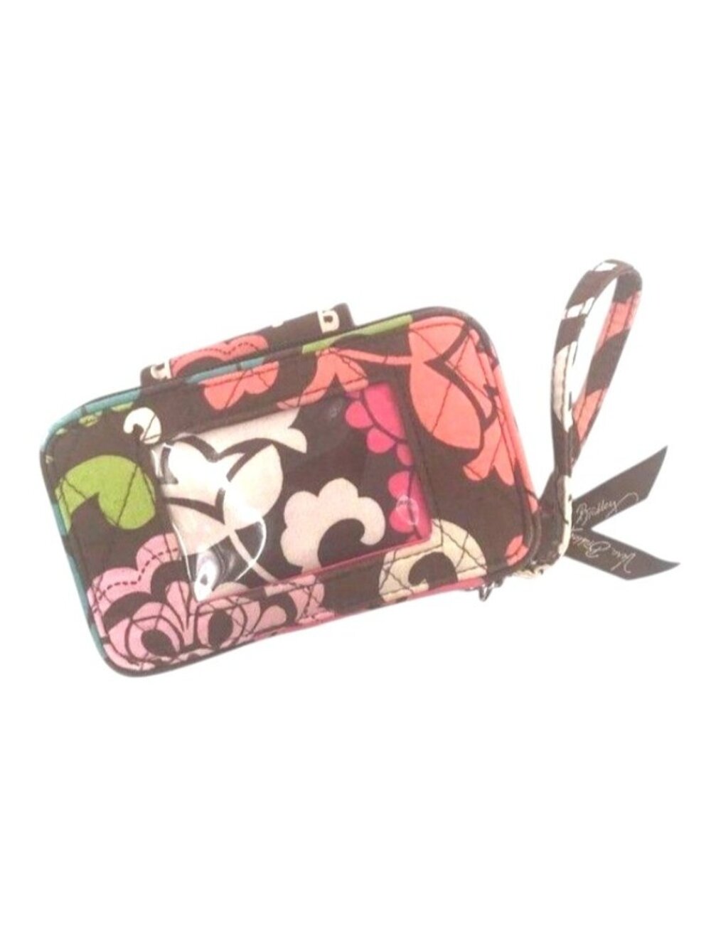 Vera Bradley Lola Wristlet Mocha Rouge Pattern 5.5" x 3.5" x 1.5"
